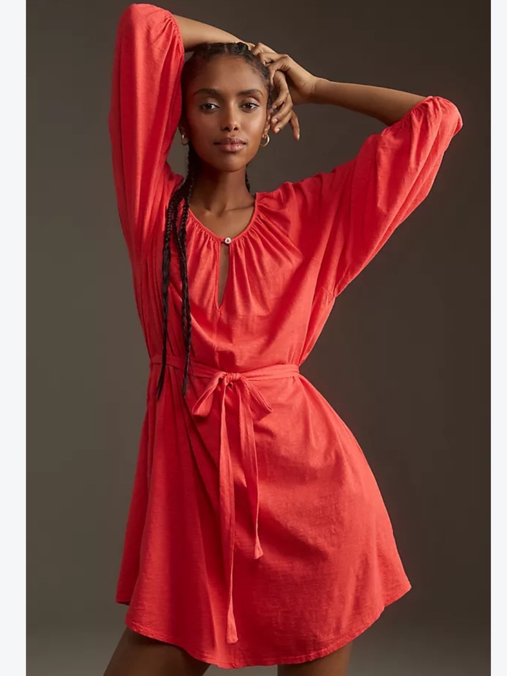 Velvet by Graham & Spencer Bright Coral Tie-Waist Women's Dress size S